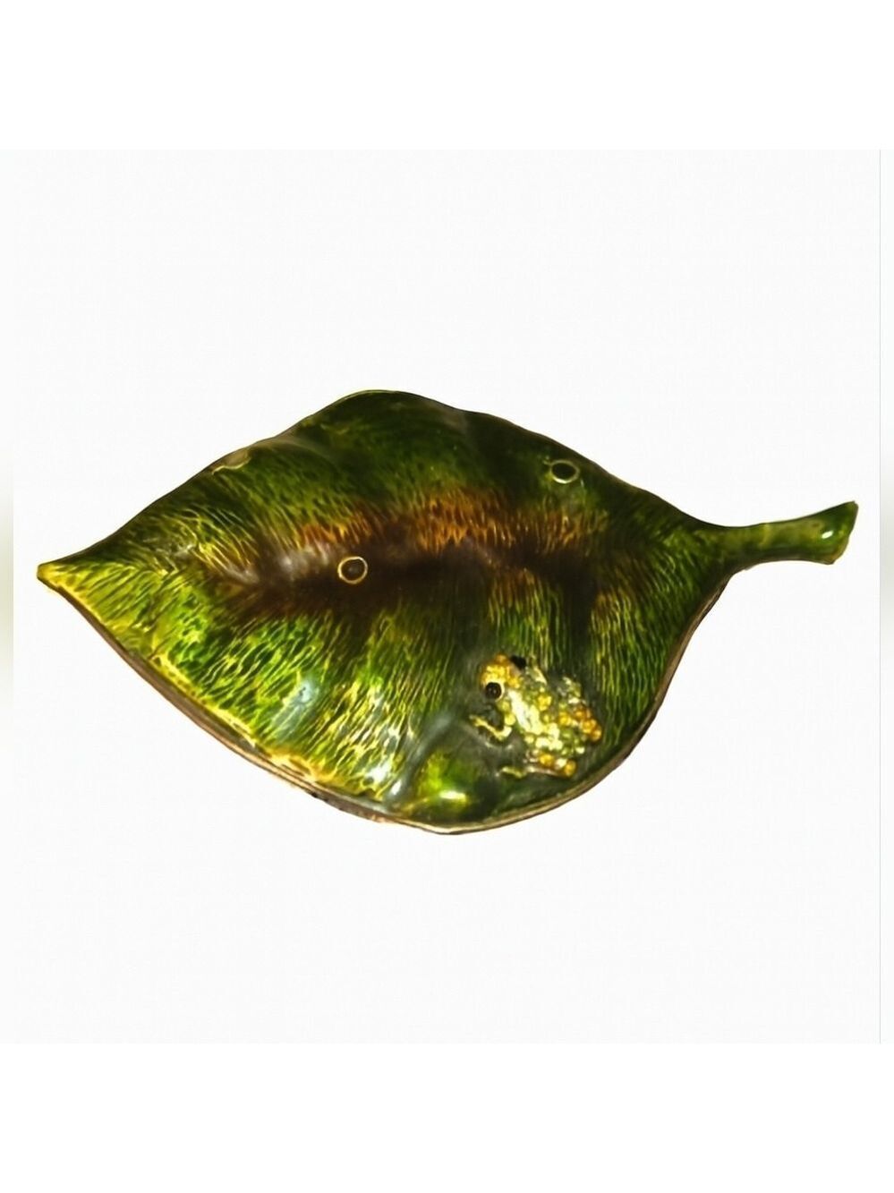 Green Leaf Pill Holder With Frog Detail